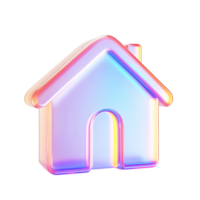 Iridescent Home Icon Digital Render png