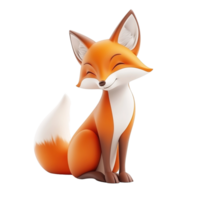 A Happy Cartoon Fox Sitting Down Smiling Isolated on Transparent Background png