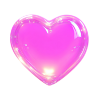 A vibrant pink glass heart glows softly Isolated on Transparent Background png