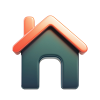 A three dimensional glossy house icon Isolated on Transparent Background png