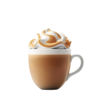 Caramel Swirl Coffee Drink In White Mug Isolated on Transparent Background png