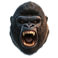 Powerful Gorilla Head Roaring With Bared Teeth Isolated on Transparent Background png