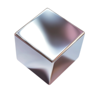 A Shiny Metallic Cube Isolated on Transparent Background png