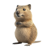 Adorable fluffy quokka standing upright smiling Isolated on Transparent Background png