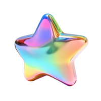 Iridescent Star Shaped Object Glowing With Rainbow Hues Isolated on Transparent Background png