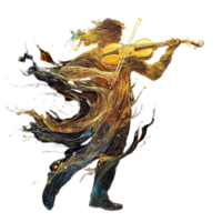 Abstract Violinist Playing a Melodic Composition Isolated on Transparent Background png