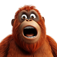 the orangutan's shocked expression Isolated on Transparent Background png