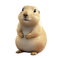 Adorable Prairie Dog Sitting Upright Smiling Isolated on Transparent Background png