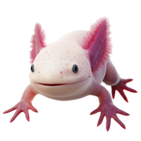 A Pink Axolotl Displays Its Unique Features Isolated on Transparent Background png