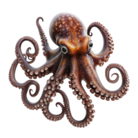 A Detailed View of a Common Octopus Isolated on Transparent Background png