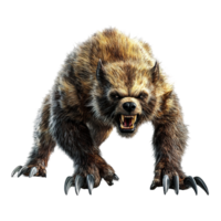 A menacing wolverinesque creature bares its fangs Isolated on Transparent Background png