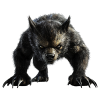 A Powerful Dark Furred Beast Lowers Itself Isolated on Transparent Background png