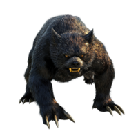 A menacing black werewolf approaches with sharp claws Isolated on Transparent Background png