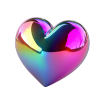 Iridescent Heart Shaped Object Glows Vibrantly Isolated on Transparent Background png
