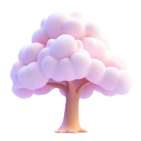 A stylized pink tree with a smooth rounded canopy Isolated on Transparent Background png