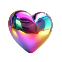 Iridescent Heart Shape Abstract Digital Art Isolated on Transparent Background png