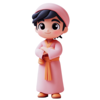 A Cute Cartoon Boy in Pink Robes Stands Calmly Isolated on Transparent Background png