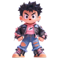 Stylish Boy Character 3D Render Illustration Isolated on Transparent Background png