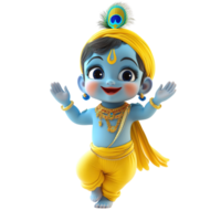 Adorable Baby Krishna Cartoon Character Image Isolated on Transparent Background png