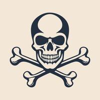 A skull and crossbones icon on a beige background vector