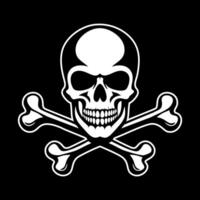 Hand drawn skull with a crossbone on a black background vector