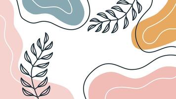 Hand drawn abstract background with leaves and flowers vector