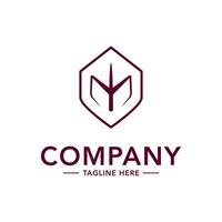 A logo for a company that is made up of a shield and a sword vector