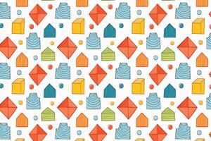 A colorful pattern with houses and other shapes vector
