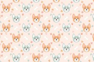 A pattern with dogs and bones on a pink background vector