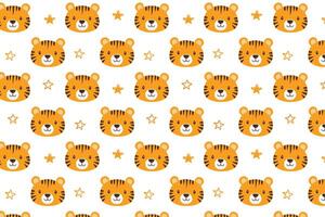 A pattern with a tiger's face and stars vector