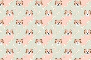 A dog pattern with a pink background and brown and white dogs vector