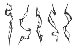 Lightning bolt shapes with sharp and jagged edges. Energy, power, and impact. Lightning silhouettes set vector