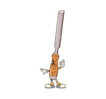 Cartoon groovy chisel character or DIY work tool vector
