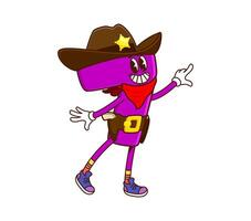 Cartoon groovy math character number 7 sheriff vector
