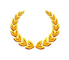 Golden laurel wreath badge, game asset vector