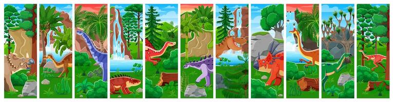 Dinosaur characters collage of dinos and reptile vector
