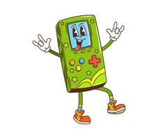 Retro hippie groovy game console with funny face vector