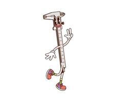 Groovy work tool cartoon DIY character, calipers vector