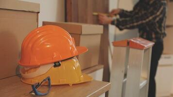 A man is working on a construction project video