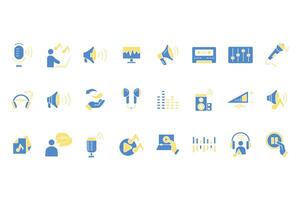 Audio icon set Editable stroke.linear style sign for use web design,logo.Symbol illustration. vector