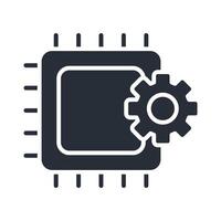 Processor icon.Editable stroke flat vector