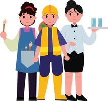 Illustration of Diverse Workers in Various Professions vector