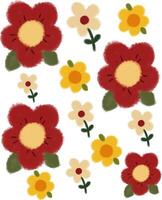 a bunch of red and yellow flowers on a white background vector