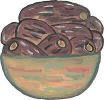 a drawing of a bowl full of dates vector