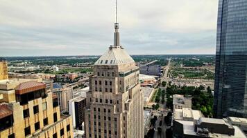 A view of the city from the top of a tall building video