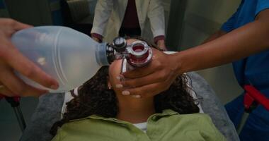A woman is getting an oxygen tank filled with water video