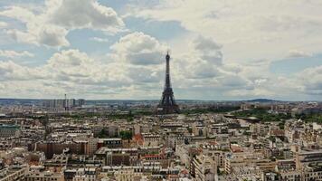 The eiffel tower is seen from above the city of paris video
