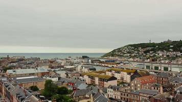 View of the city of normandy from the top of a hill video
