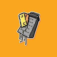 Cheese Grater With Cheese Block Illustration on Bright Orange Background vector
