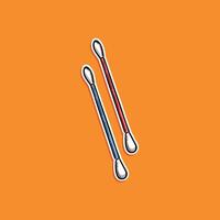 A vibrant illustration of two cotton swabs, one red and one blue, creatively depicted on a solid orange backdrop. The detailed, artistic rendering adds a modern and colorful touch. vector